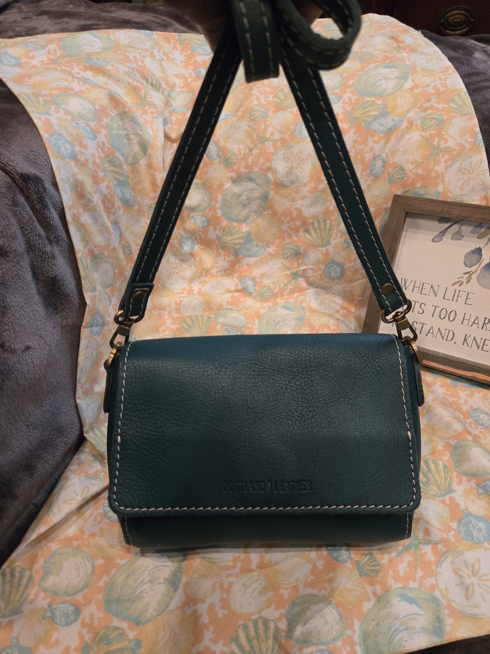 Portland Leather Dark Teal Crossbody Bag. EUC💙💚 - Picture 11 of 11